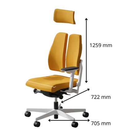 Xilium DB geel vooraanzicht met afmetingen