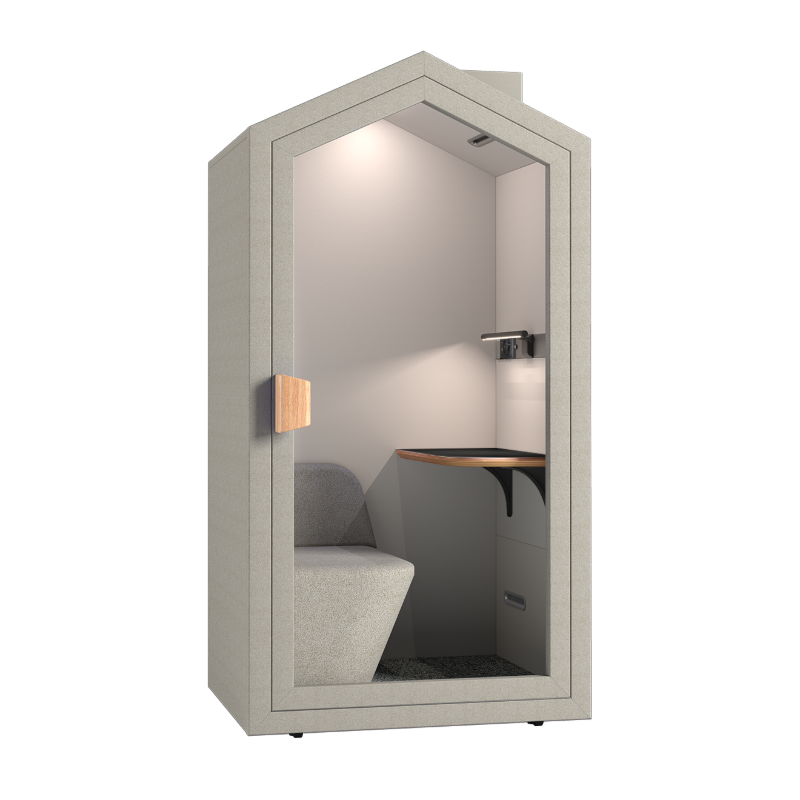 akoestische POD van de voorkant in kleur olijfgroen.