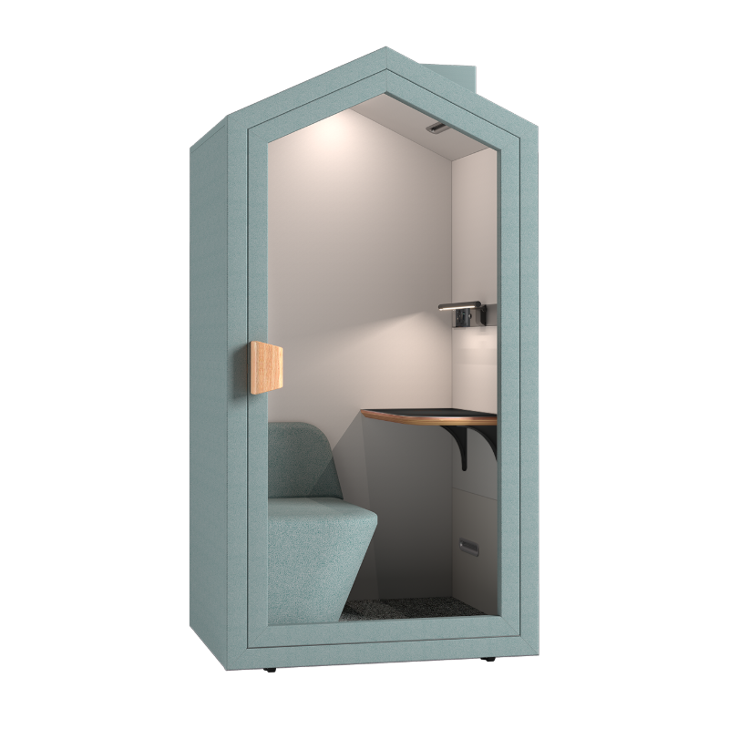 Akoestische POD voorkant zichtbaar in kleur groen.