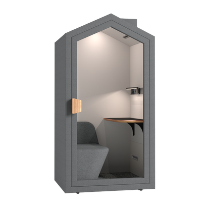 Akoestische POD van de voorkant in kleur grijs.