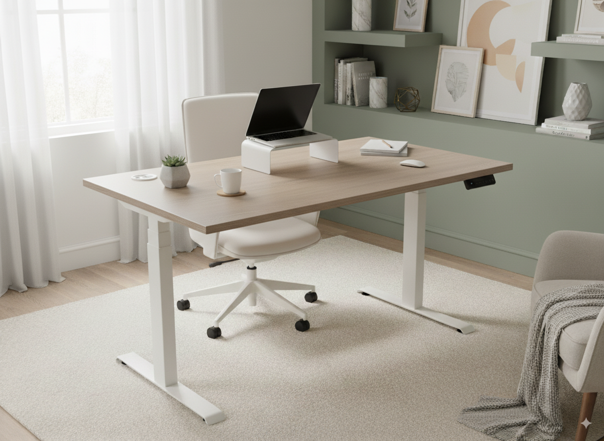 EUP prime bureau met een Vicenza Oak kleur blad te zien in een thuiskantoor