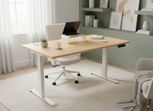 EUP prime bureau met MH maple kleur blad te zien in een thuiskantoor