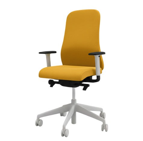 souly bureaustoel geel vooraanzicht met witte achtergrond