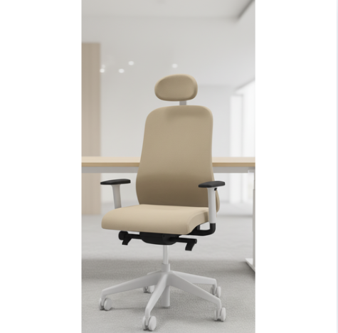 souly beige bureaustoel met hoofdsteun