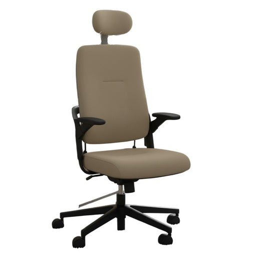 xenium bureaustoel gestoffeerd beige vooraanzicht met witte achtergrond