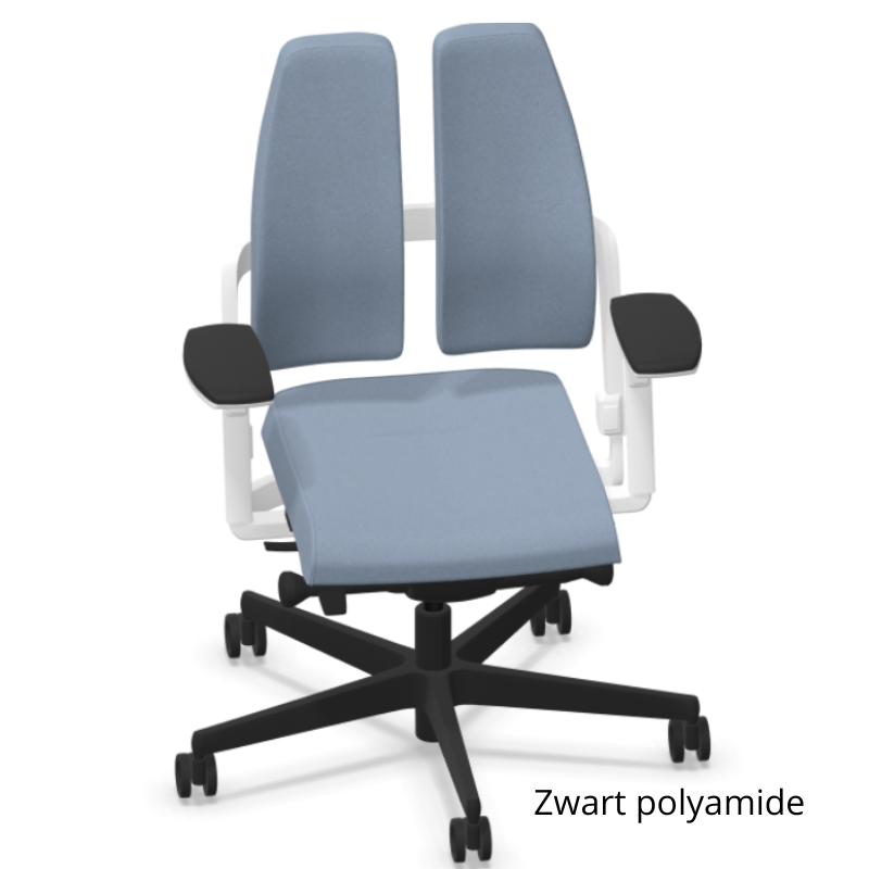 grijze nowy styl xiliumduoback bureaustoel met zwart polyamide kruisvoet