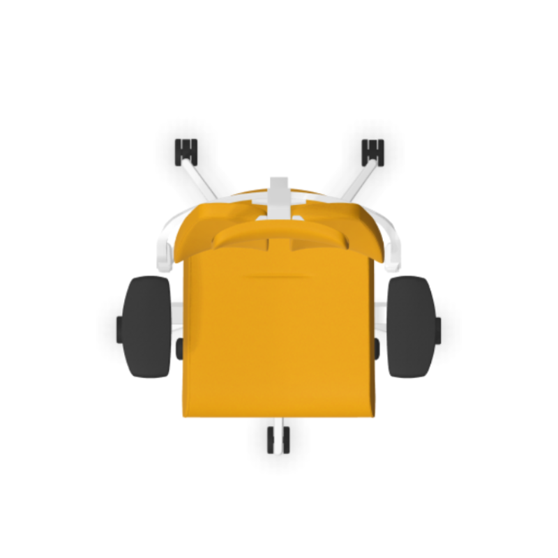 bovenaanzicht gele ergonomische bureaustoel xiliumduoback