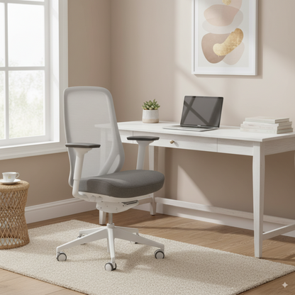 Ergonomische bureaustoel Élysia lichtgrijs in licht thuiskantoor - luxe bureaustoel kopen