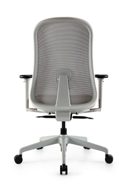 Ergonomische bureaustoel Nova in lichtgrijs design achterkant