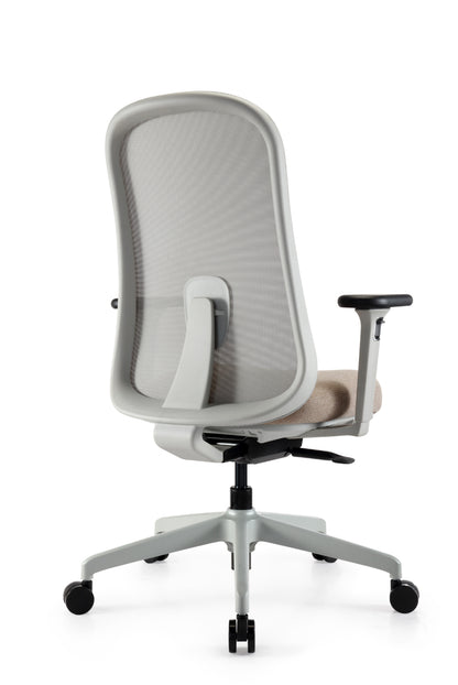 Ergonomische bureaustoel Nova in lichtgrijs design achterkant