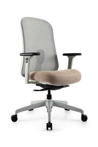 Ergonomische bureaustoel Nova in lichtgrijs design zij-aanzicht