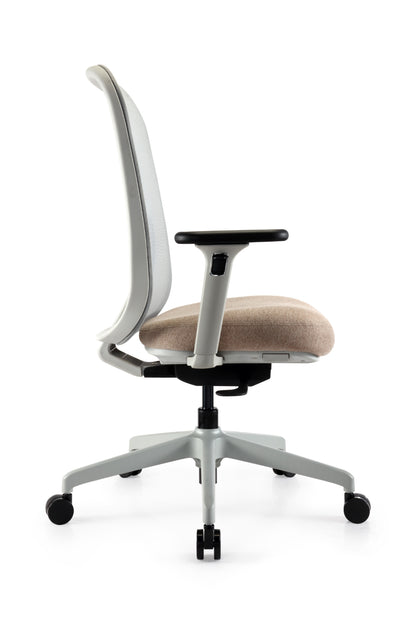 Ergonomische bureaustoel Nova in lichtgrijs design zij-aanzicht