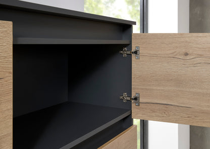 dressoirkast cube hoog 6 deurs afwerking antraciet binnenkant