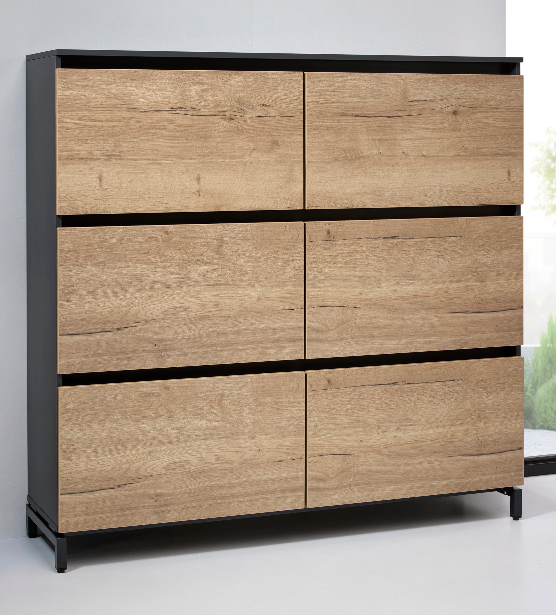 dressoirkast cube houtlook 6 deurs voorkant