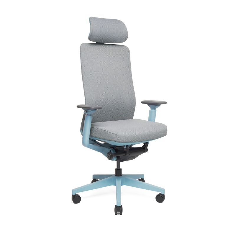 ergoflex10 bureaustoel blauw hoofdsteun voorkant