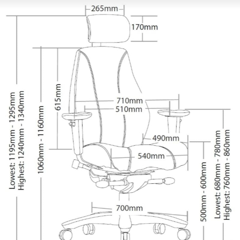 tekening raptor 24/7 pro met hierbij de afmetingen