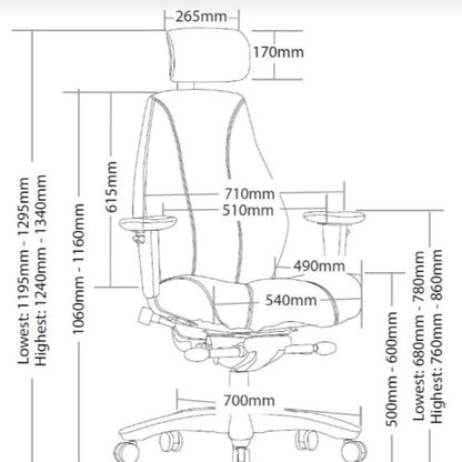 tekening raptor 24/7 pro met hierbij de afmetingen