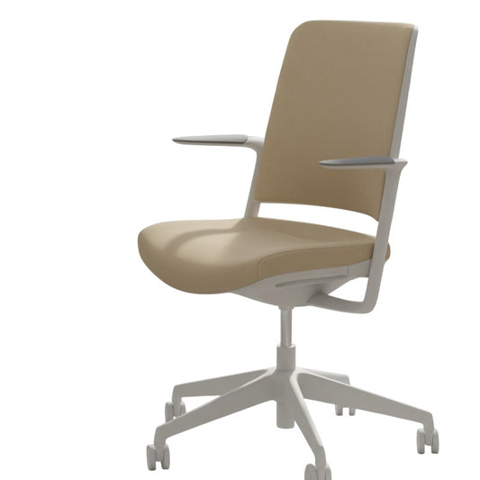 withme bureaustoel beige vooraanzicht met witte achtergrond