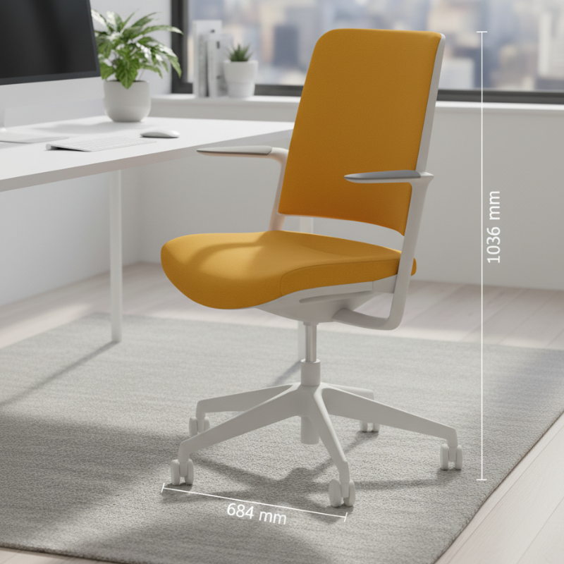 withme gele bureaustoel met afmetingen